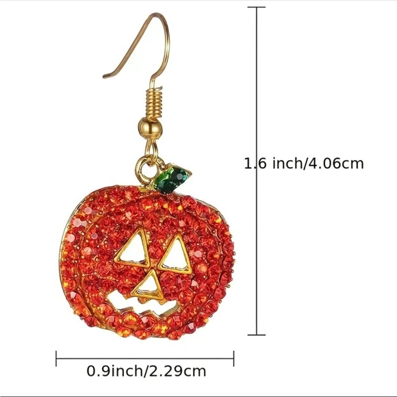 Rhinestone Jack O'lantern Earrings - Picture 3 of 4